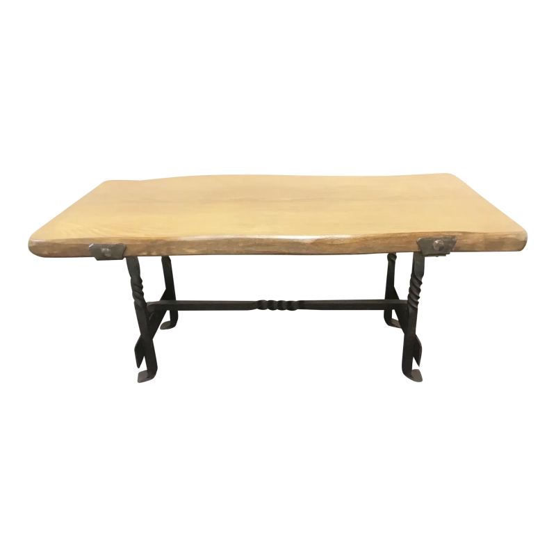 Live-Edge French Wood & Iron Coffee Table Furniture Supplier