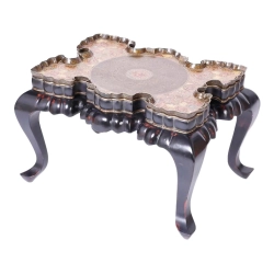 1960s Anglo Indian Carved Wood and Kashmiri Decorated Coffee Table Furniture Supplier