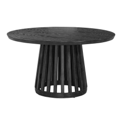 Round Teak Dining Table - Black Stain - Mulyoharjo Furniture Supplier