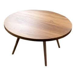 Round Mid Century Modern Wood Coffee Table With Turned Legs | Velma Table Furniture Supplier