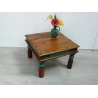 Mulyoharjo Square Coffee Table in Wood with Artful Turquoise Grain Color, 1980s Furniture Supplier