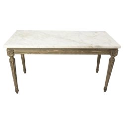 French Louis XVI Painted Wood and Marble Top Coffee Table Furniture Supplier