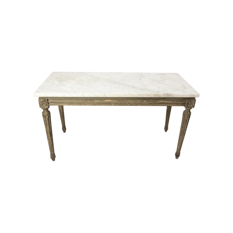 French Louis XVI Painted Wood and Marble Top Coffee Table Furniture Supplier