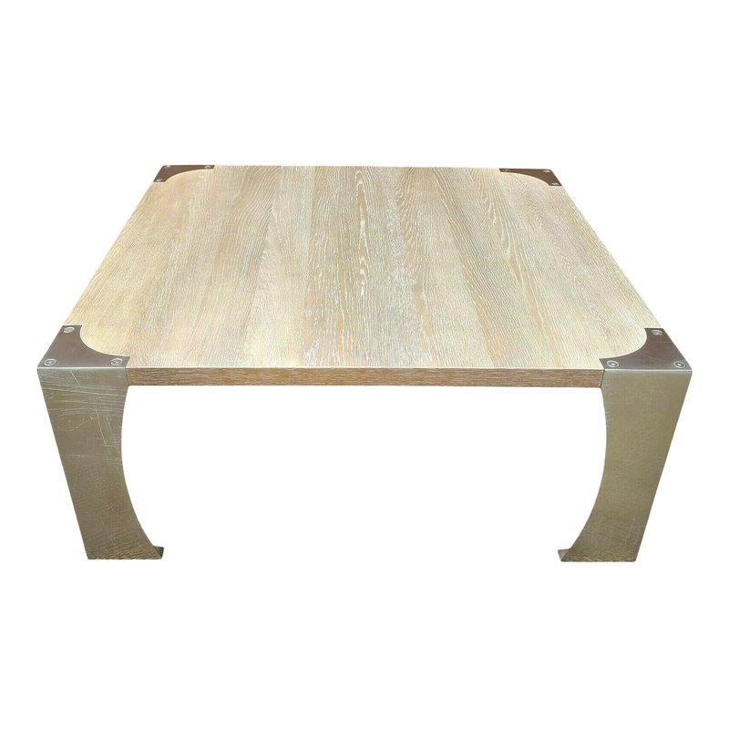 Bernhardt Mid-Century Modern Modern Brushed Steel and Solid Wood Cocktail Coffee Table Furniture Supplier Bernhardt Mid-Century Modern Modern Brushed Steel and Solid Wood Cocktail Coffee Table Furniture Supplier