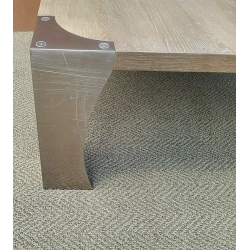 Mulyoharjo Bernhardt Mid-Century Modern Modern Brushed Steel and Solid Wood Cocktail Coffee Table Furniture Supplier