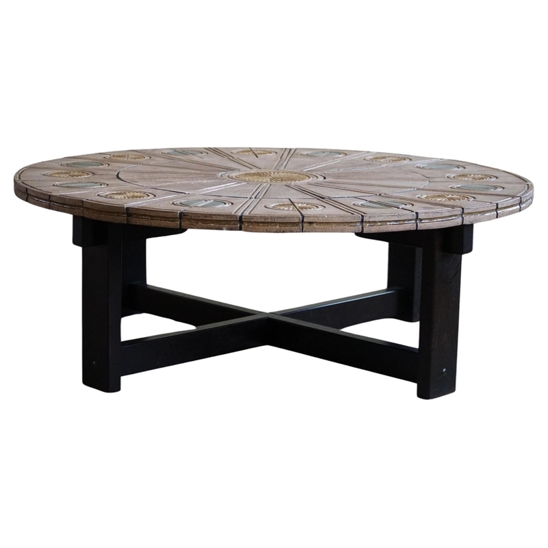 Living Room Furniture Coffee Table - Teak/Ceramic - Brown Living Room Furniture Coffee Table - Teak/Ceramic - Brown