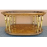 Mulyoharjo Vintage Drexel Et Cetera Rolling Mahogany Wood Glass Brass Coffee Cocktail Table Furniture Supplier