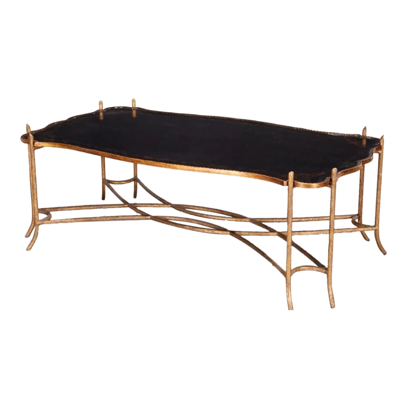 Living Room Furniture Coffee Table - Bronze/Wood - Black Living Room Furniture Coffee Table - Bronze/Wood - Black