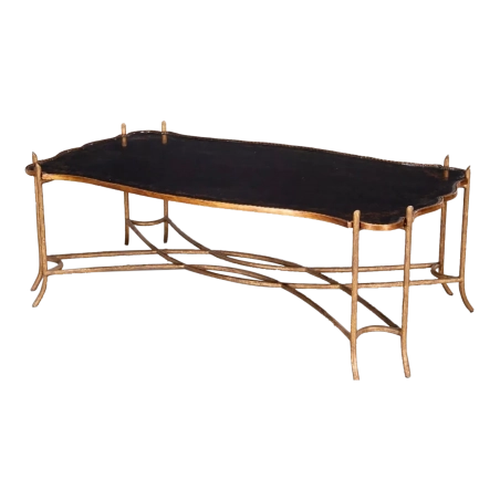 Living Room Furniture Coffee Table - Bronze/Wood - Black
