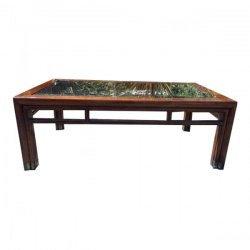 Living Room Furniture Coffee Table - Brass/Wood/Glass - Brown