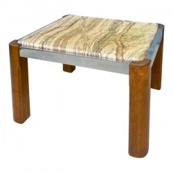 Living Room Furniture Coffee Table - Chrome Finish/Onyx/Wood - Saffron