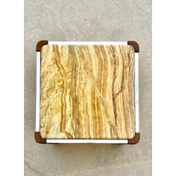 Mulyoharjo Modern Onyx Coffee Table With Wood + Chrome Base Furniture Supplier