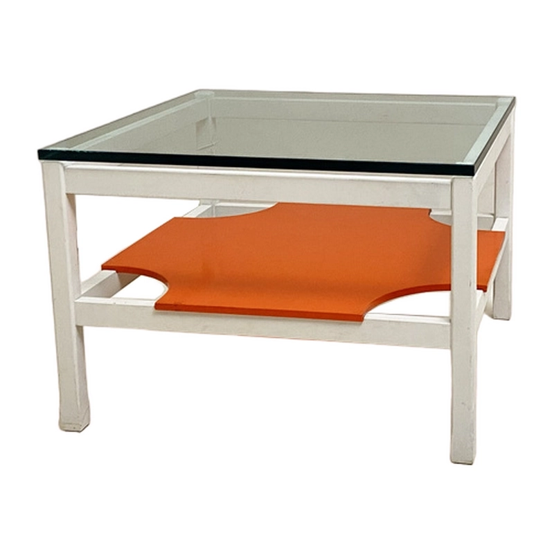 Living Room Furniture Coffee Table - Wood/Glass - Orange