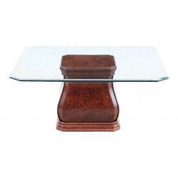 Living Room Furniture Coffee Table - Walnut/Sculpting/Glass - Coffee