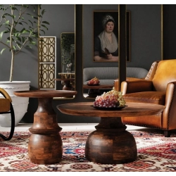 Mulyoharjo Matthew Izzo Home Wood Round Mango Wood Coffee Table 36” Furniture Supplier