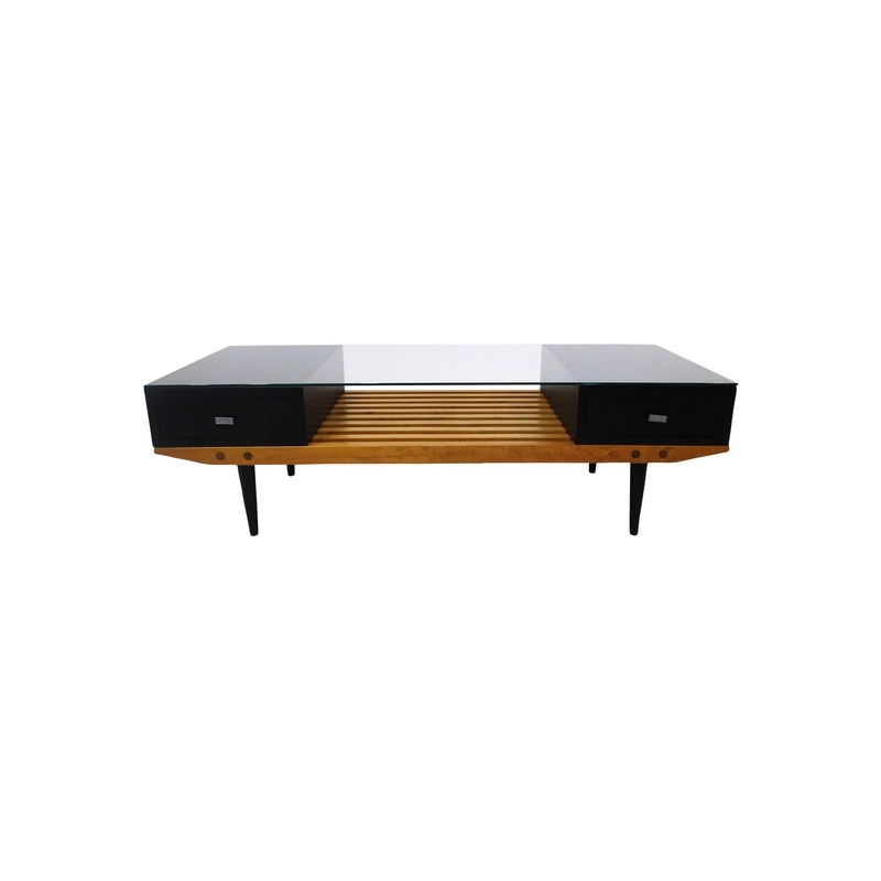 Living Room Furniture Coffee Table - Maple/Glass - Coffee