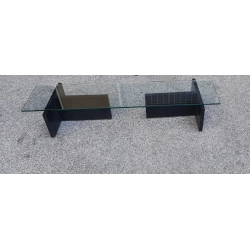 Mulyoharjo Black Stained Wood Coffee Table with Glass Top by Vittoriano Vigano, 1950s Furniture Supplier
