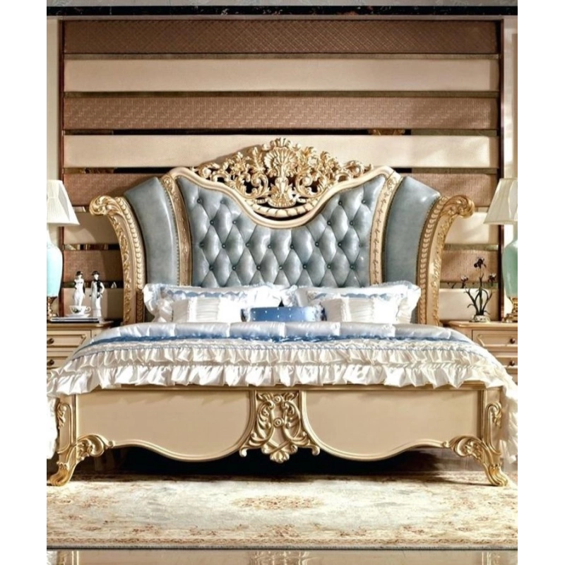 Rococo carved classic bed from Jepara Furniture White-Labeled