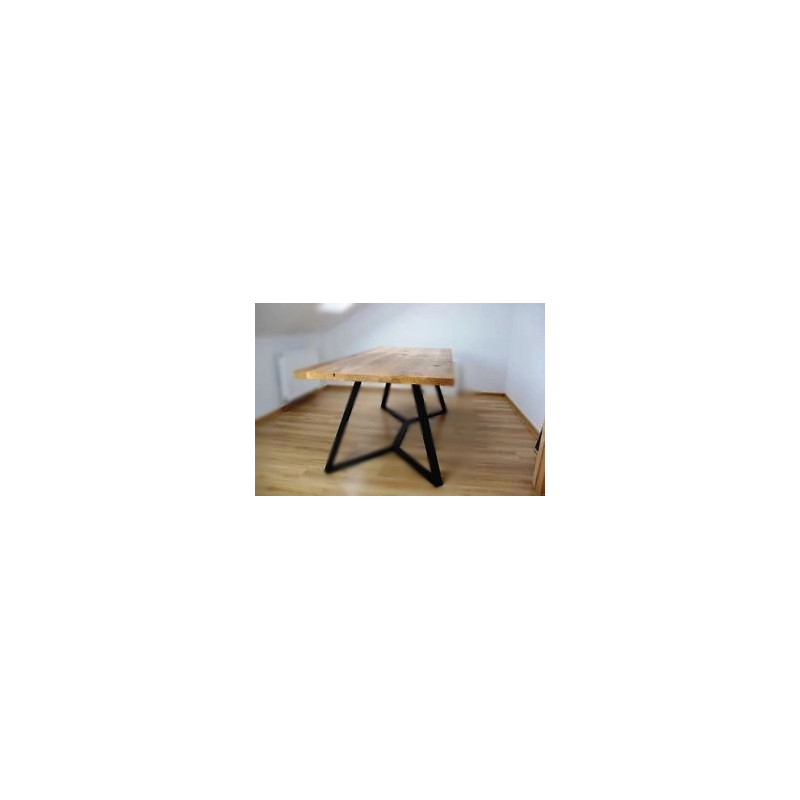 Mulyoharjo Rustic Industrial Dining Table with solid wood top and black iron legs