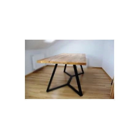 Mulyoharjo Rustic Industrial Dining Table with solid wood top and black iron legs