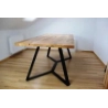 Mulyoharjo Rustic Industrial Dining Table with solid wood top and black iron legs