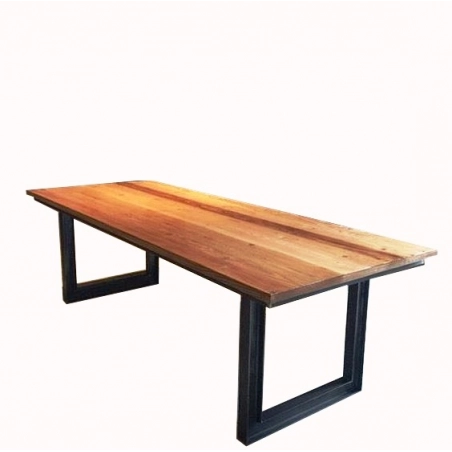 Mulyoharjo Modern Farmhouse Dining Table - Solid Wood and Steel Legs