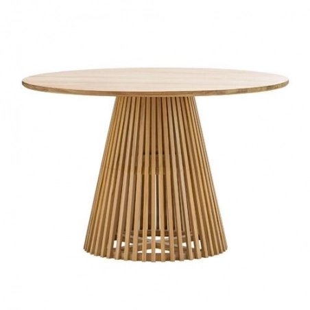 Mulyoharjo Black Wood Slat Dining Table Mid-Century Modern Style