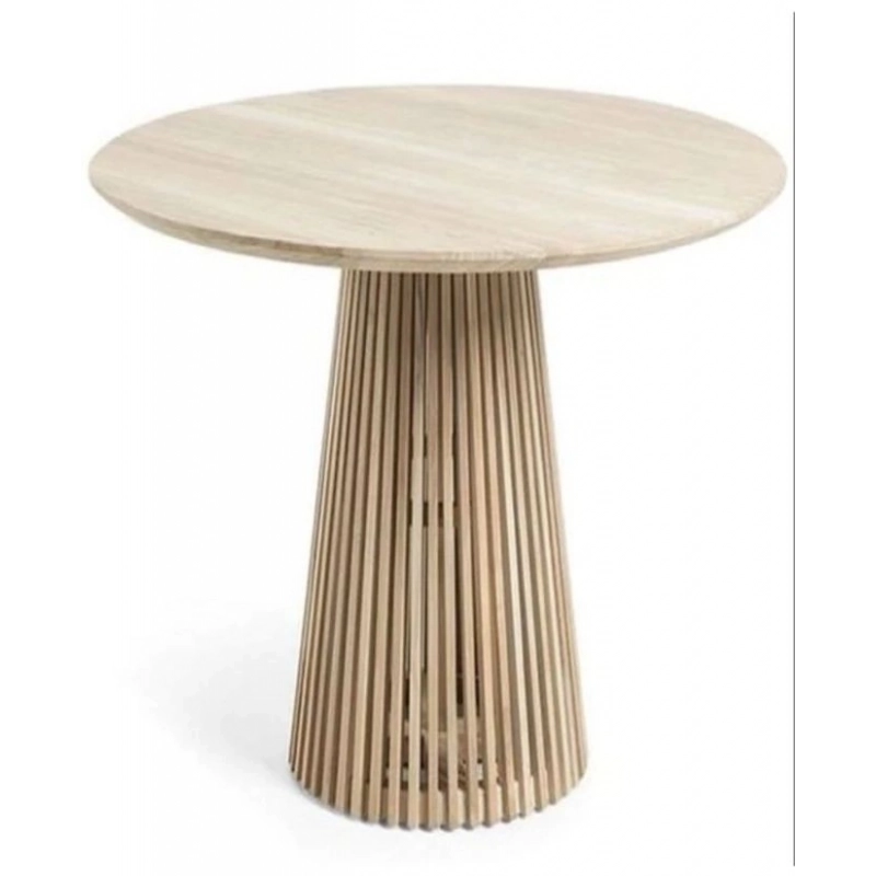 Mulyoharjo Modernist Round Dining Table, Textured Black Wood Mulyoharjo Modernist Round Dining Table, Textured Black Wood