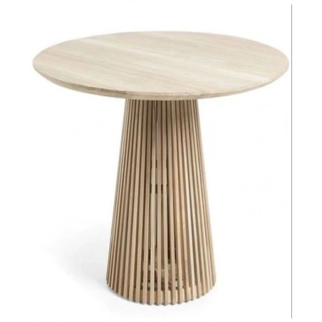 Mulyoharjo Modernist Round Dining Table, Textured Black Wood