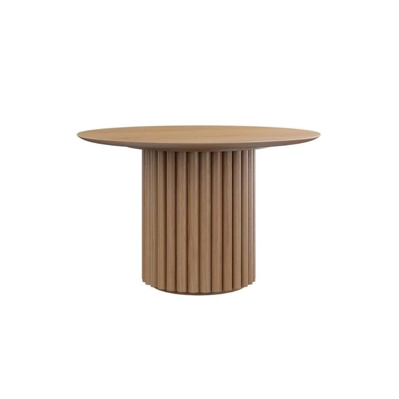 Mulyoharjo Modern Round Dining Table with wooden slatted base Mulyoharjo Modern Round Dining Table with wooden slatted base