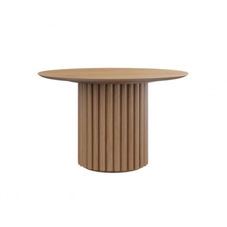 Mulyoharjo Modern Round Dining Table with wooden slatted base