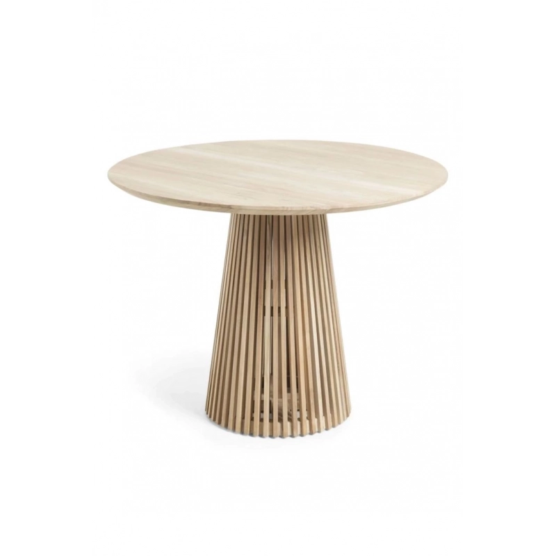 Mulyoharjo Modern Wooden Dining Table - Round Top, Slat Base Mulyoharjo Modern Wooden Dining Table - Round Top, Slat Base