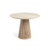 Mulyoharjo Modern Wooden Dining Table - Round Top, Slat Base