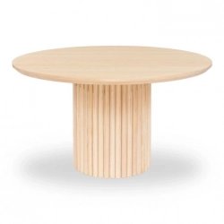 Mulyoharjo Modern Round Dining Table, Natural Wood Dining Table, Contemporary Dining Room Furniture