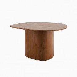 Mulyoharjo Modern Round Dining Table with Fluted Pedestal Base