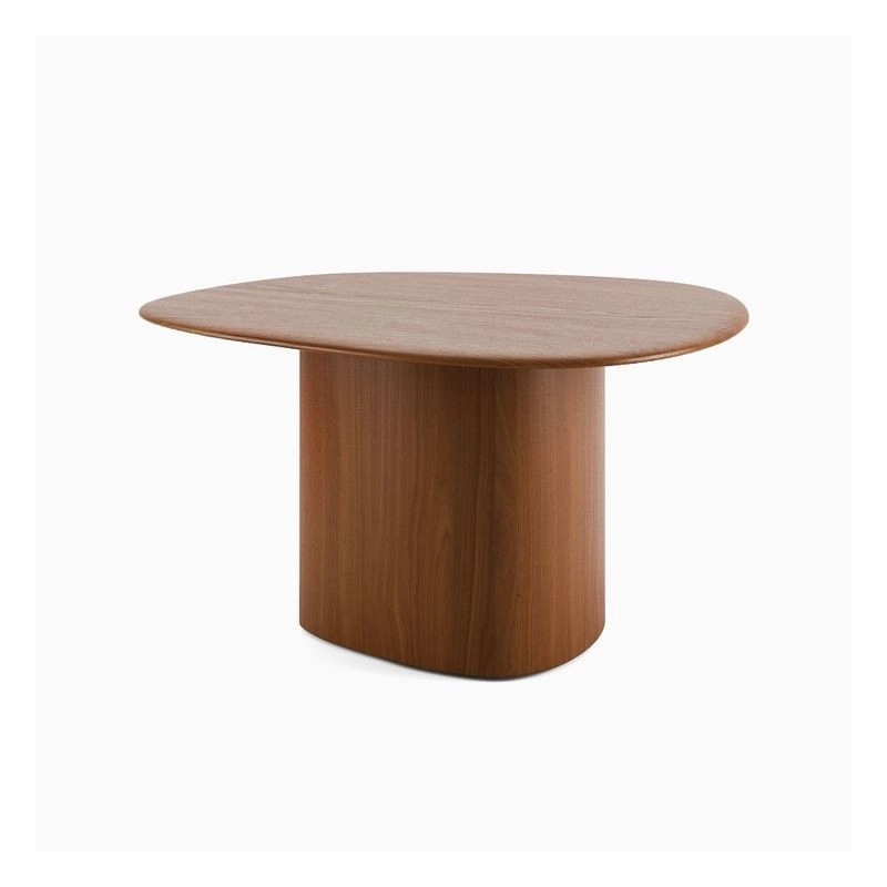 Mulyoharjo Modern Round Dining Table with Fluted Pedestal Base