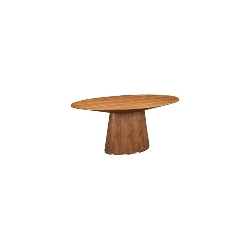 Mulyoharjo Modern Round Wood Dining Table with Slatted Base