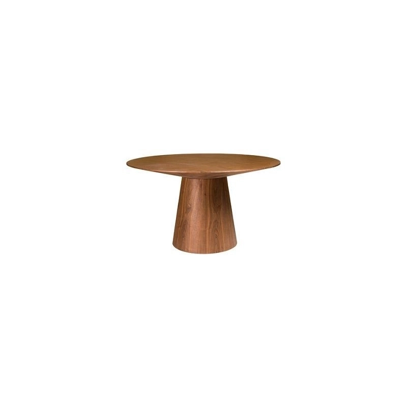 Mulyoharjo Modern Round Dining Table with Wooden Ribbed Base Mulyoharjo Modern Round Dining Table with Wooden Ribbed Base