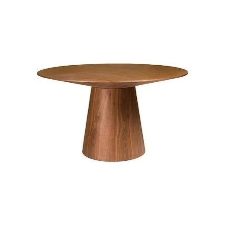 Mulyoharjo Modern Round Dining Table with Wooden Ribbed Base