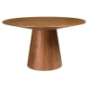 Mulyoharjo Modern Round Dining Table with Wooden Ribbed Base