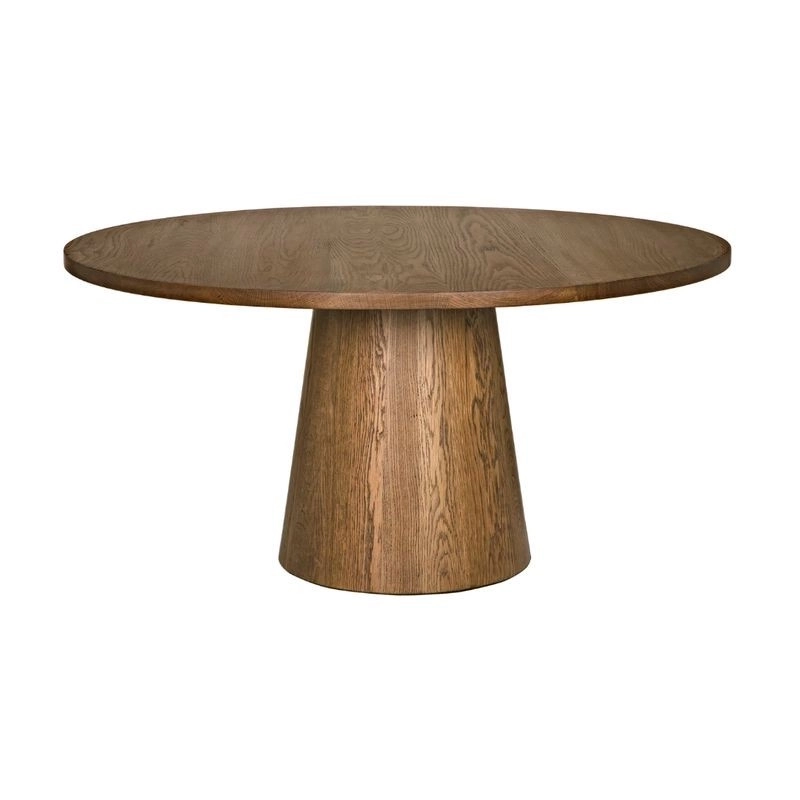 Mulyoharjo Mid-Century Modern Round Dining Table in Brown Wood with Lazy Susan