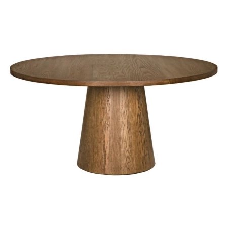 Mulyoharjo Mid-Century Modern Round Dining Table in Brown Wood with Lazy Susan