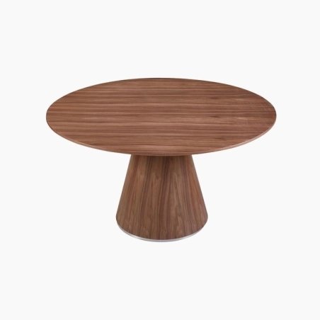 Mulyoharjo Mid-Century Modern Round Dining Table Solid Wood Dark Brown