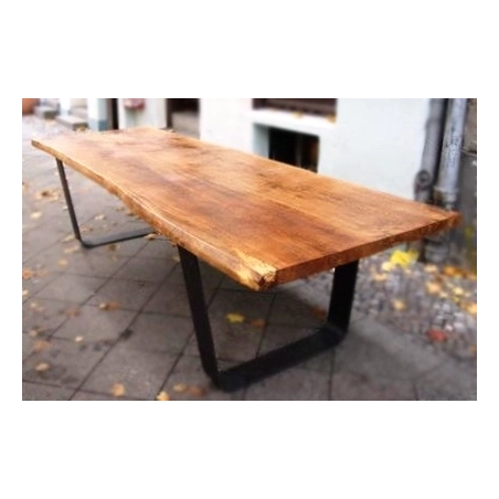Mulyoharjo Rustic River Dining Table with Live Edge Wood and Gray Epoxy Resin
