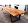 Mulyoharjo Rustic River Dining Table with Live Edge Wood and Gray Epoxy Resin