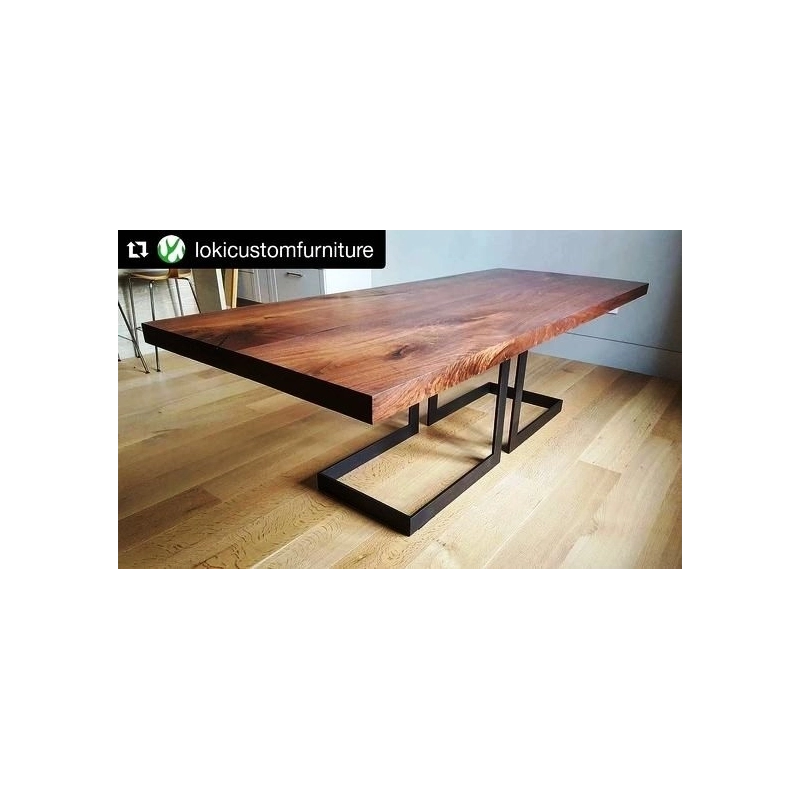 Rustic Live Edge Dining Table with Industrial Legs - Mulyoharjo Rustic Live Edge Dining Table with Industrial Legs - Mulyoharjo