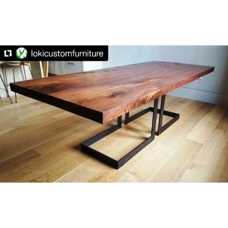 Rustic Live Edge Dining Table with Industrial Legs - Mulyoharjo