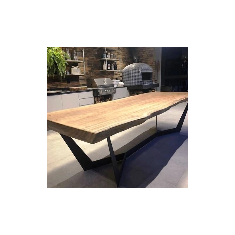Mulyoharjo Modern Dining Table Wood Black Frame Mulyoharjo Modern Dining Table Wood Black Frame