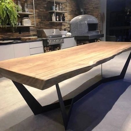 Mulyoharjo Modern Dining Table Wood Black Frame