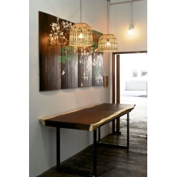 Black Wood Round Dining Table, Mid-Century Modern Design